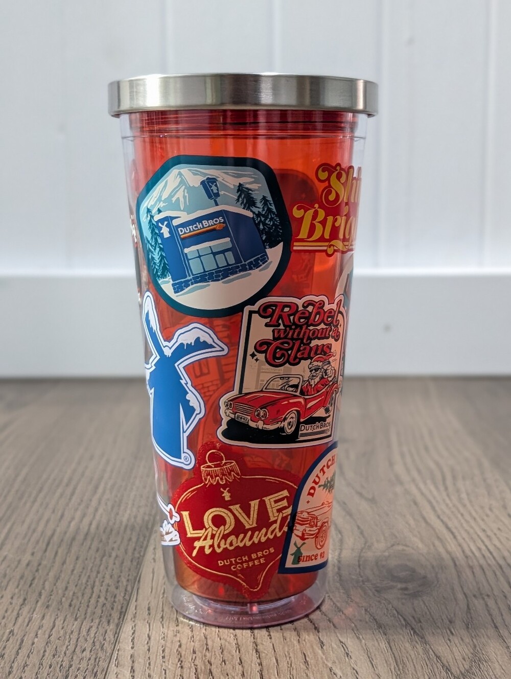 NEW Dutch Bros Coffee Red Christmas Tumbler, No Straw